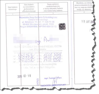 Wyniki badania kału w książeczce sanepidowskiej Wyniki badania kału w książeczce sanepidowskiej
