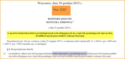 Najnowsze rozporządzenie o badaniach lekarskich i psychotestach do ochrony
