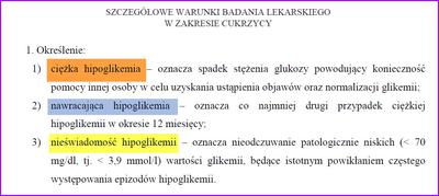 Definicja hipoglikemii - ciężka, nawracająca i nieświadomość