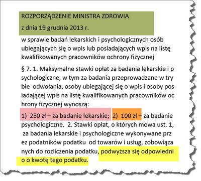 Cennik badań pracowników ochrony fizycznej ze starego rozporządzenia