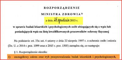 Nowe rozporządzenie o badaniach lekarskich i psychologicznych ochrony