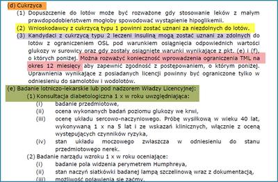 Normy dla oceny chorych na cukrzycę przy badaniach lotniczych