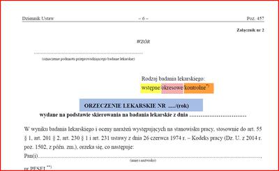 Orzeczenie lekarskie z badań profilaktycznych