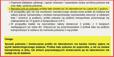 Instrukcja pobrania kału do badań na Nosicielstwo