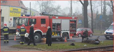 Wypadek komunikacyjny motocyklowy we Wrocławiu