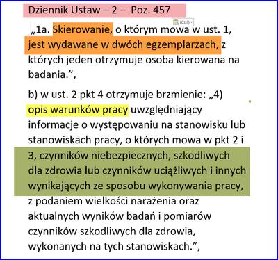 Obowiązek wydania dwóch egzemplarzy skierowania na badania okresowe 
