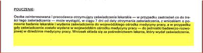 Pouczenie na orzeczeniu lekarskim o odwołaniu