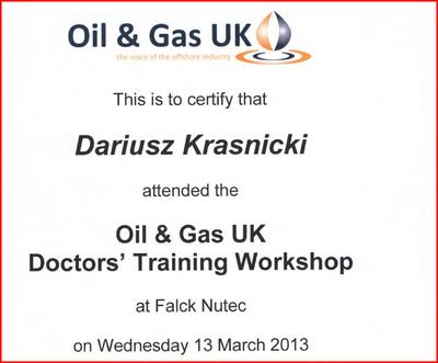 Badania pracowników platform dla UK Gas&Oil 