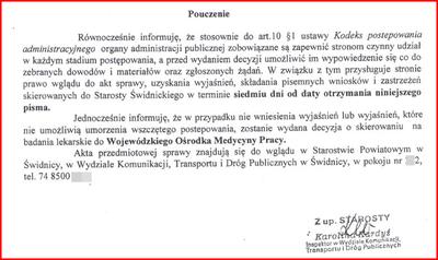 Wszczęcie postępowania administracyjnego przez Starostę