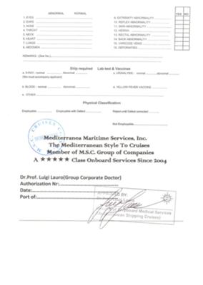 Marine Human Resources Physical Examination