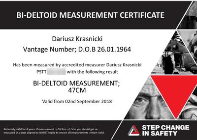 Certyfikat Bi-Deltoid Shoulder Measurement we Wrocławiu