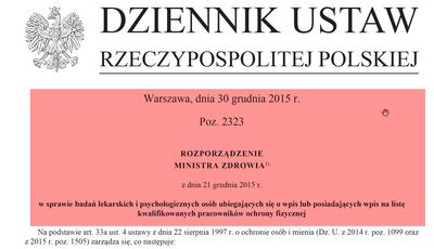 Badania ochroniarzy rozporządzenie